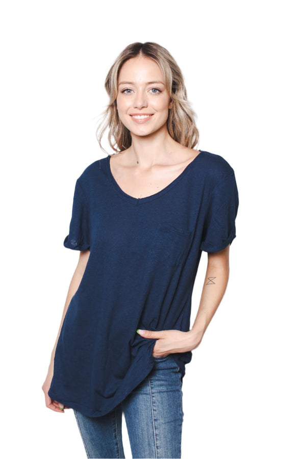 Women's Short Sleeve Scoop Neck Pocket Tee