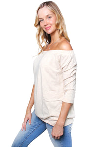 Women's Solid Off The Shoulder Long Sleeve Top
