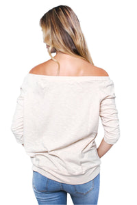 Women's Solid Off The Shoulder Long Sleeve Top