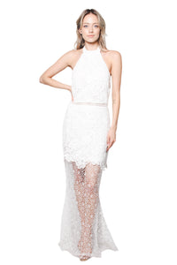 Women's Crochet Halter Open Back Maxi Dress