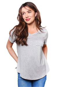 Women's Short Sleeve V Neck Front Pocket Top