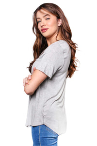 Women's Short Sleeve V Neck Front Pocket Top