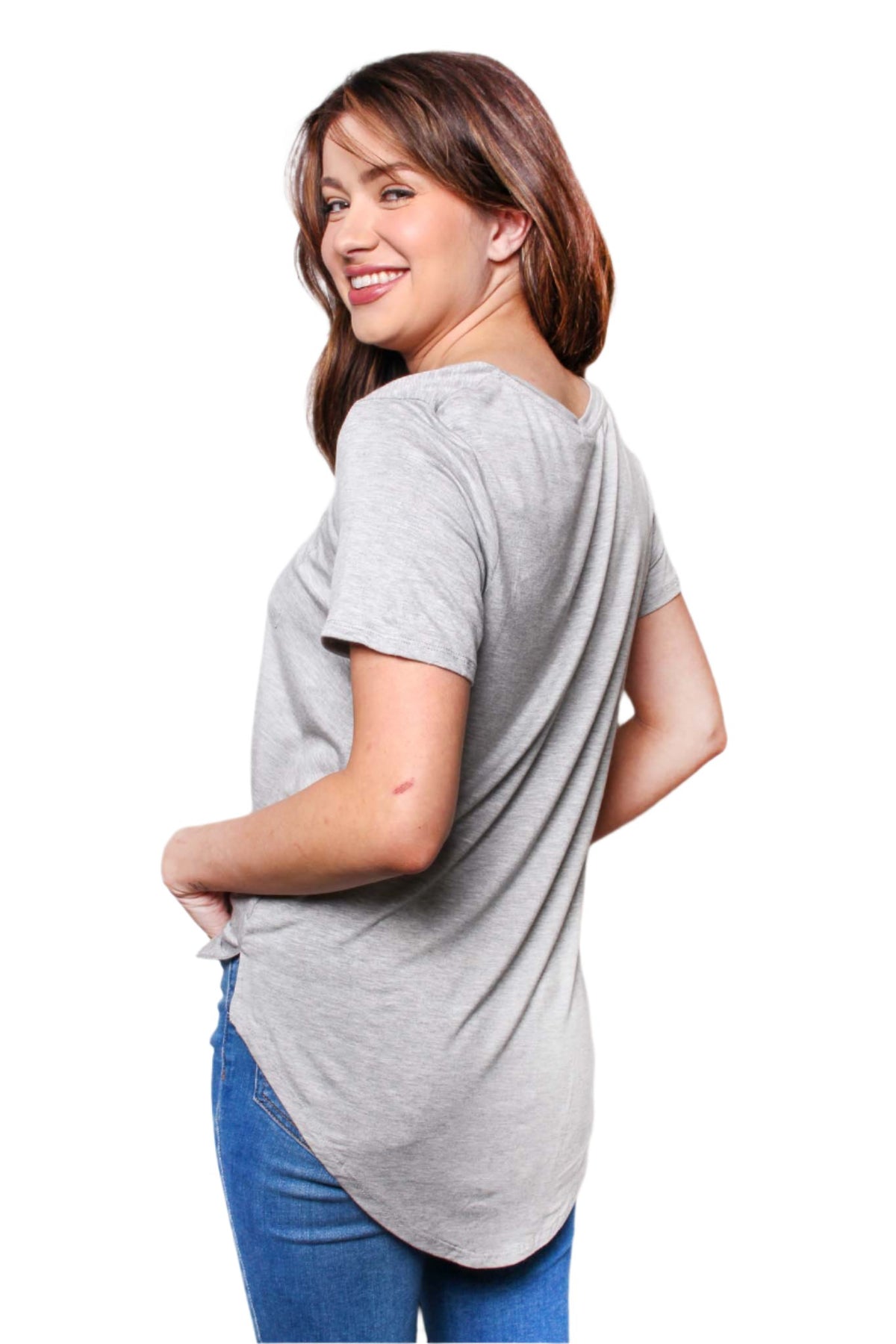 Women's Short Sleeve V Neck Front Pocket Top