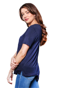 Women's Short Sleeve V Neck Front Pocket Top