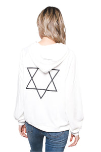 Women's Long Sleeve Hoodie w/ Front Pocket and "Star of David" Back Print