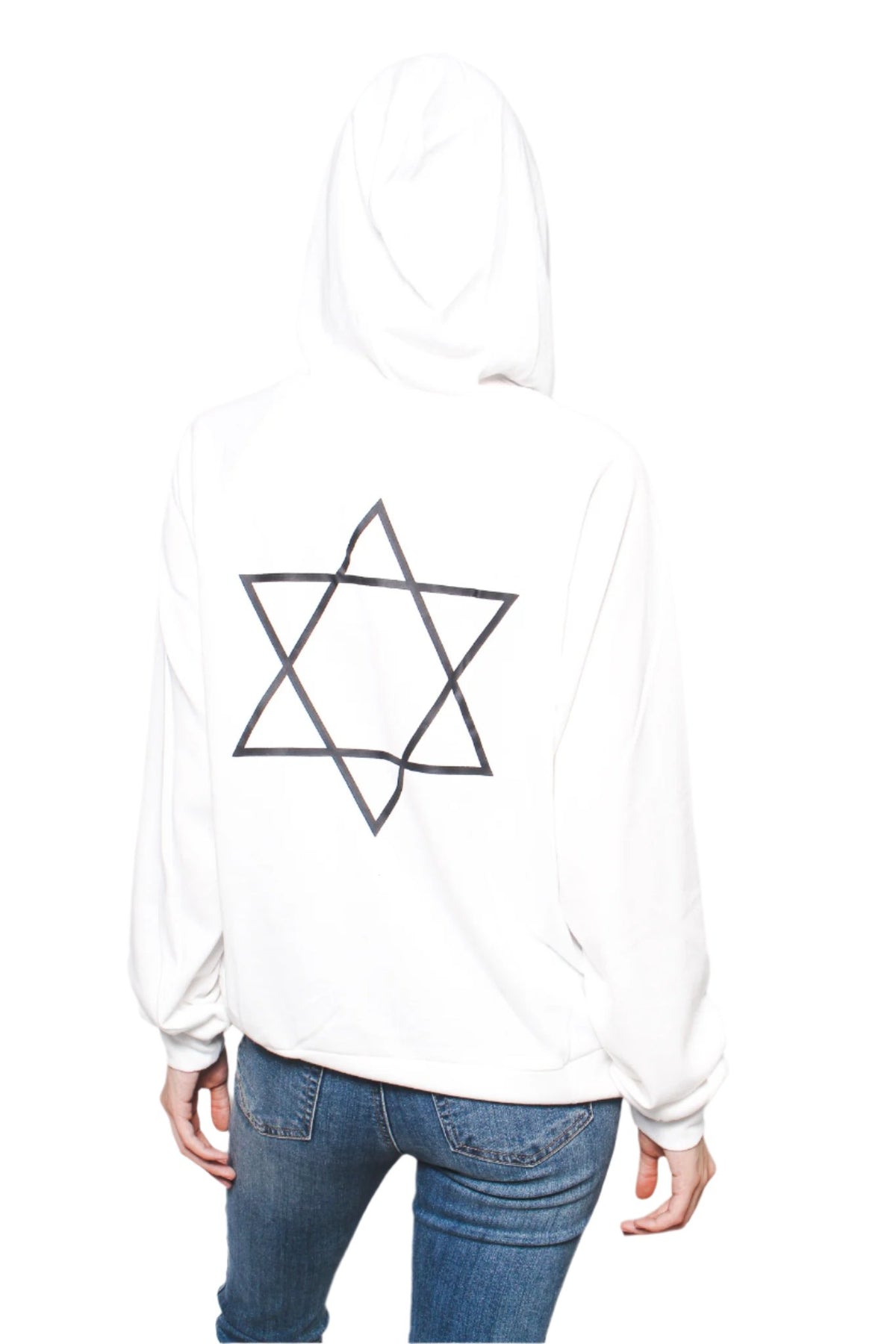 Women's Long Sleeve Hoodie w/ Front Pocket and "Star of David" Back Print