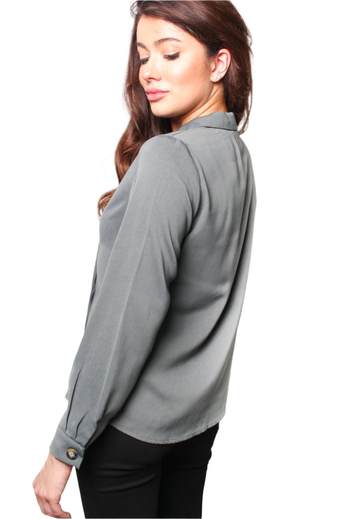 Women's Solid Long Sleeve Double Breasted Blazer