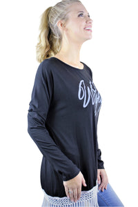 Women's Long Sleeve "Wifey" Top with Tassel Hem