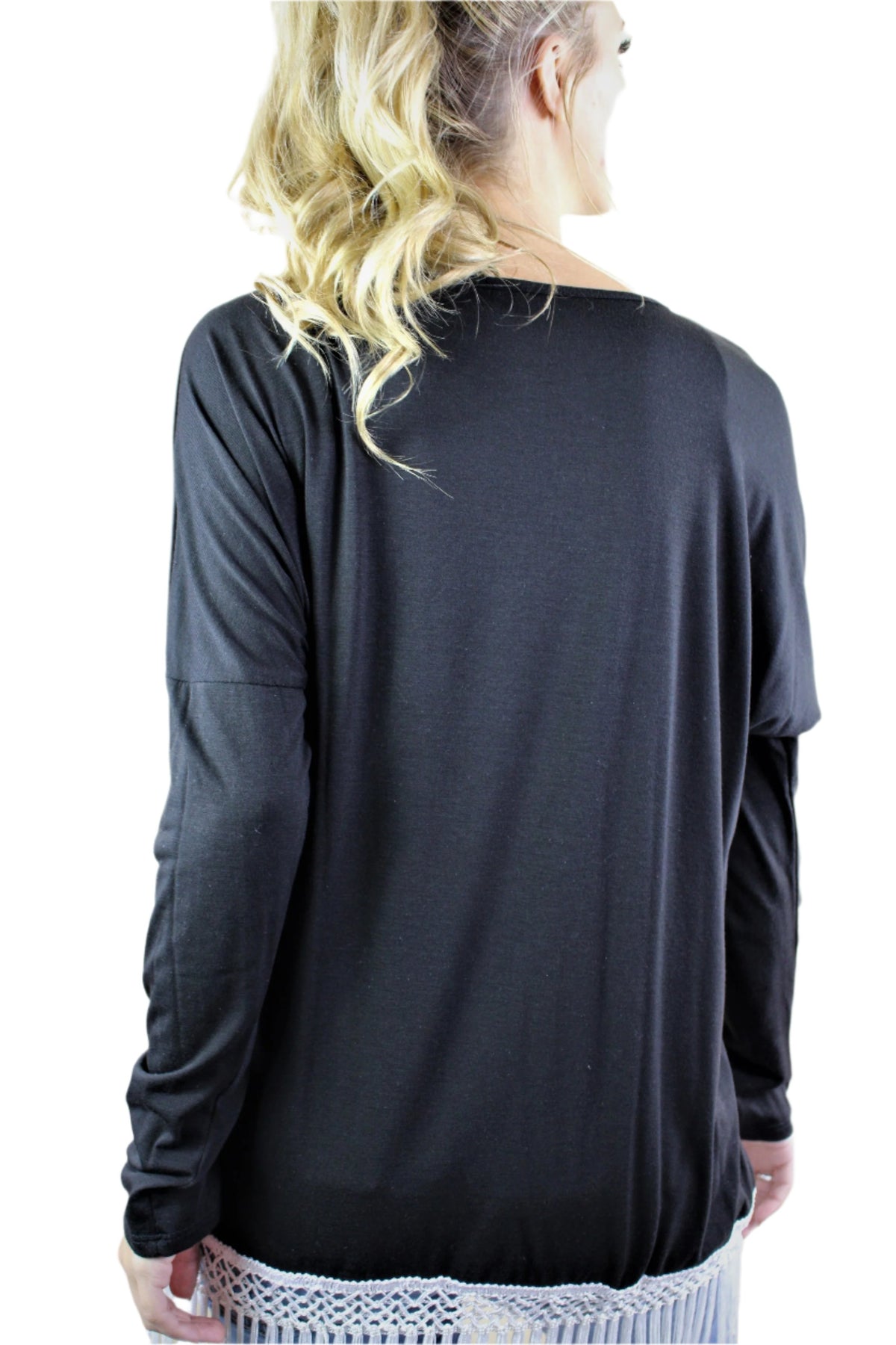 Women's Long Sleeve "Wifey" Top with Tassel Hem