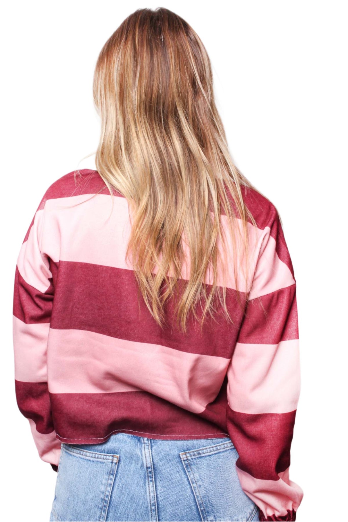 Women's Long Sleeve Johnny Collar Striped Top