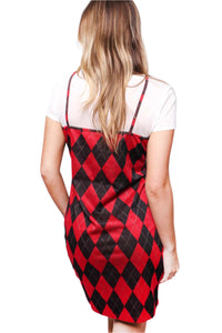 Women's Sleeveless Printed Dress with Short Sleeve Mesh Top