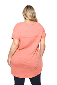 Women's Plus Size Round Neck Short Rollup Sleeve Tunic Shirt with "Together Mother Daughter Forever" Print