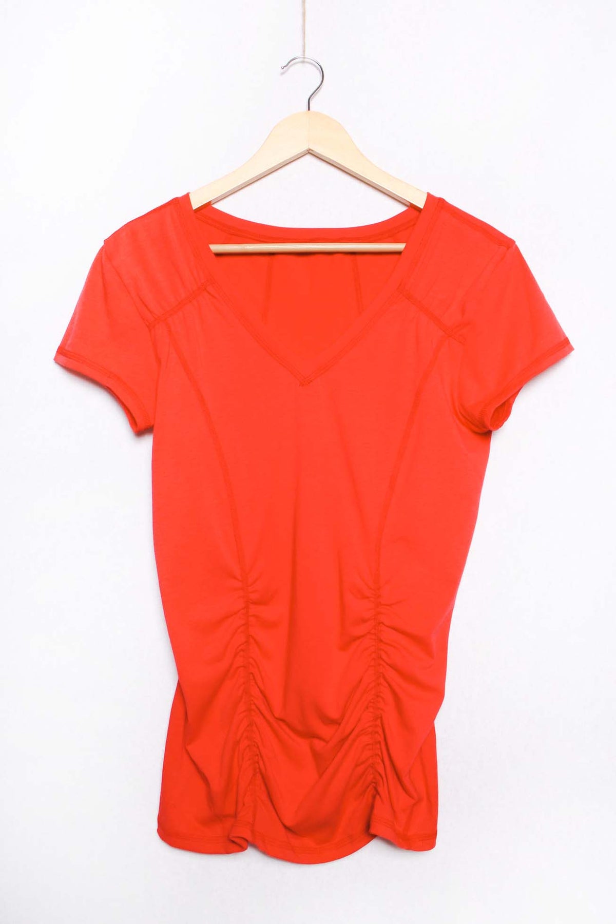 Women's Short Sleeve V Neck Ruched Top