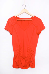 Women's Short Sleeve V Neck Ruched Top