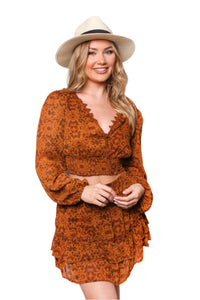 Women's Layered Ruffle Printed Skirt