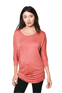 Women's 3/4 Sleeve Cinch Side Tunic Top