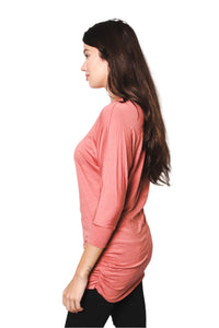 Women's 3/4 Sleeve Cinch Side Tunic Top