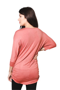 Women's 3/4 Sleeve Cinch Side Tunic Top