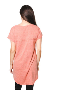 Women's Round Neck Short Rollup Sleeve Tunic Shirt with "Together Mother Daughter Forever" Print