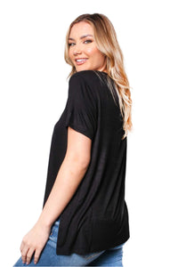 Women's Short Sleeve Round Neck Side Slit Top