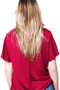 Women's Ruffle Sleeve Round Neck Plain Top