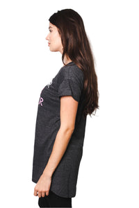 Women's Round Neck Short Rollup Sleeve Tunic Shirt with "Together Mother Daughter Forever" Print