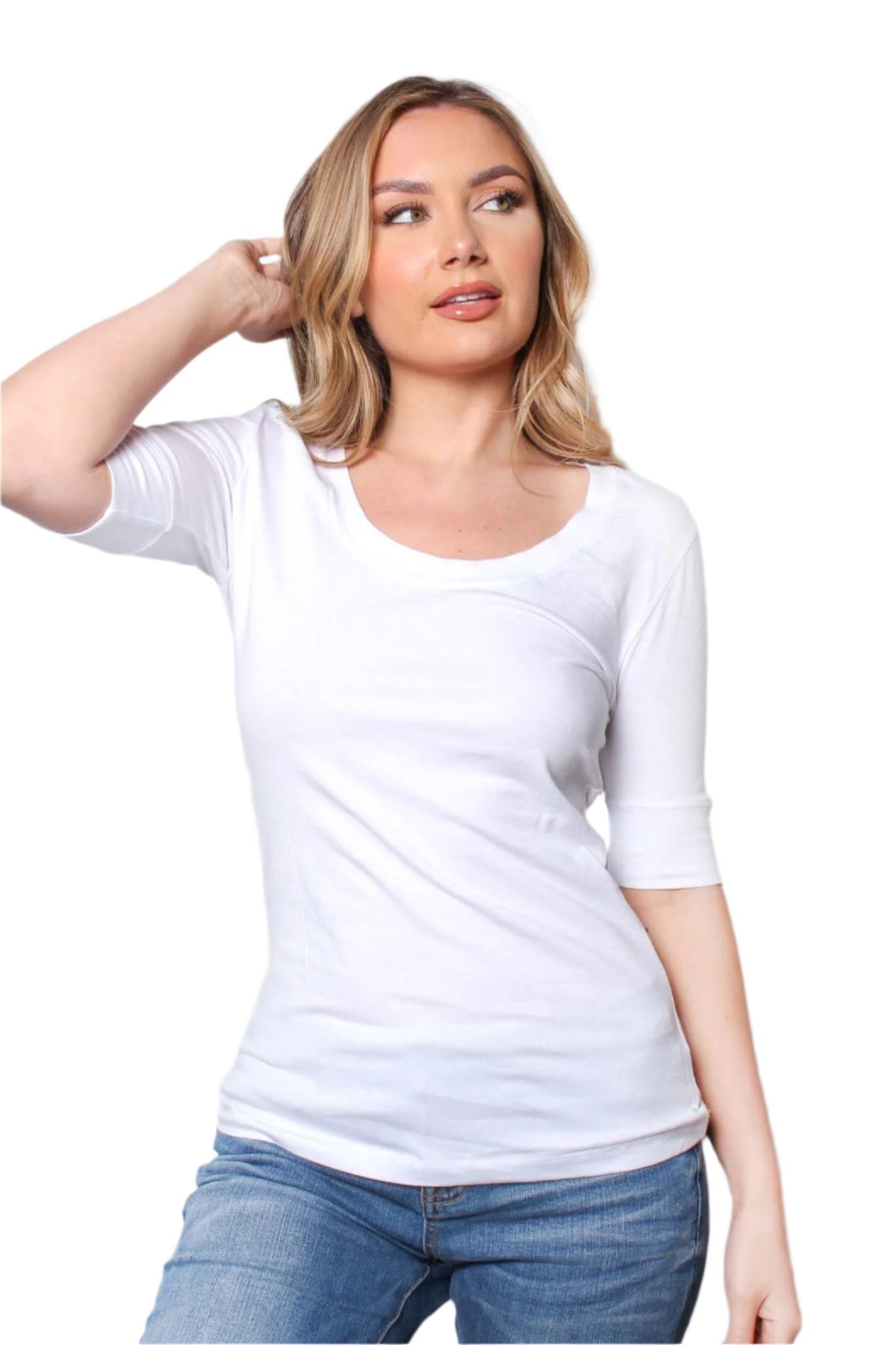 Women's Half Sleeve Scoop Neck Plain Top