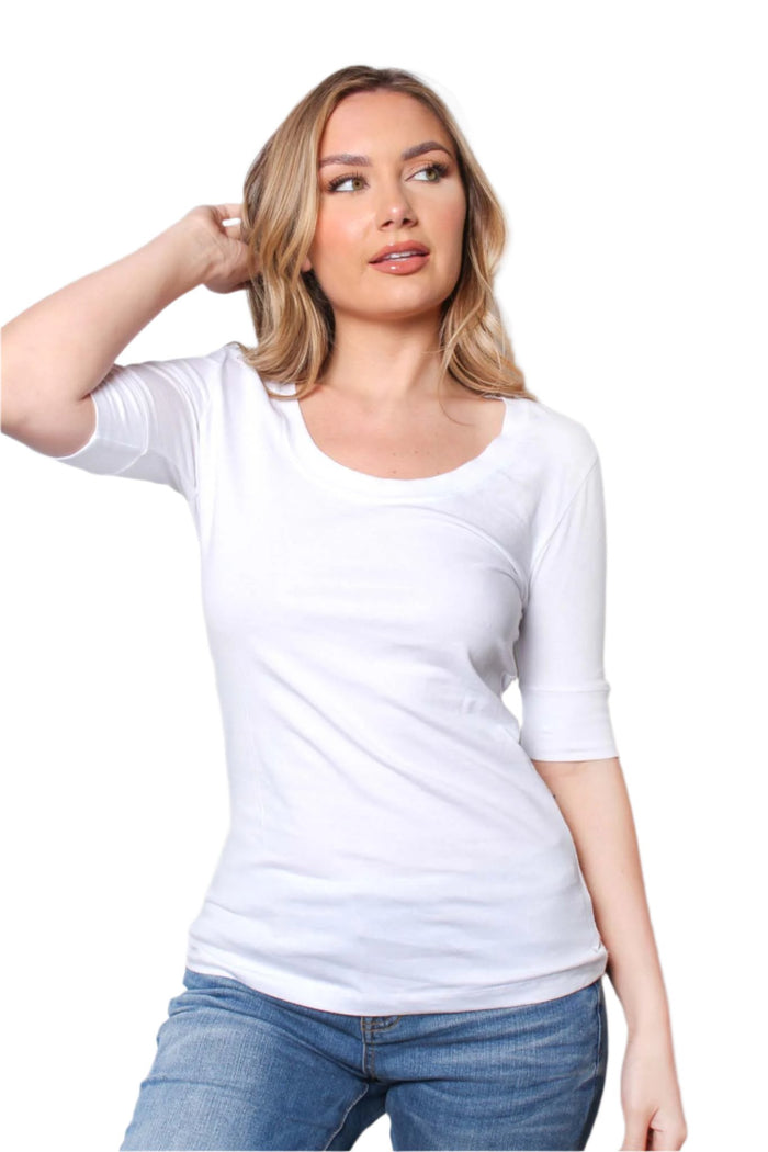 Women's Half Sleeve Scoop Neck Plain Top