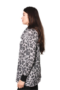 Women's Turtleneck Long Sleeve Cheetah Print Sweater