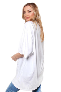 Women's Elbow Sleeve Round Neck Holes Solid Top