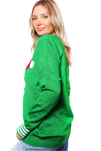 Women's Crew Neck Long Sleeves Knit Christmas Print Sweater