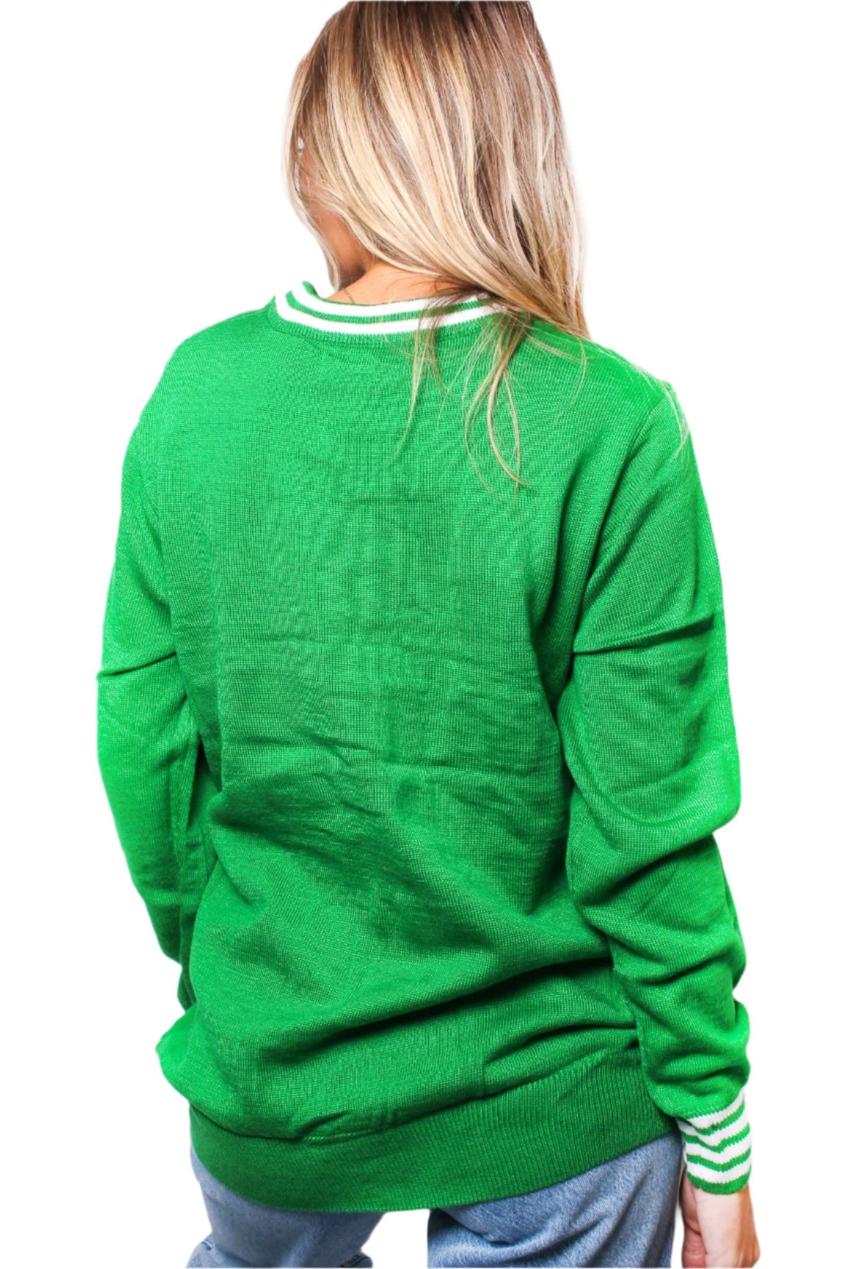 Women's Crew Neck Long Sleeves Knit Christmas Print Sweater