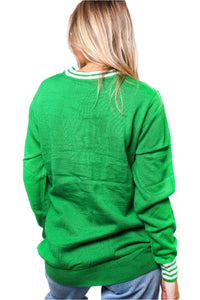 Women's Crew Neck Long Sleeves Knit Christmas Print Sweater