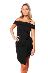 Women's Off The Shoulder Strappy Tie Front Mini Dress