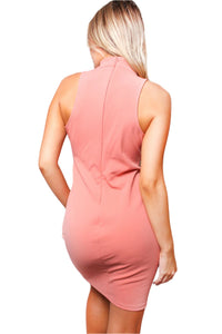 Women's Sleeveless High Neck Cut Out Mini Dress