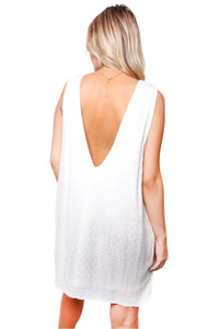 Women's Sleeveless V Neck Floral Print Mini Dress