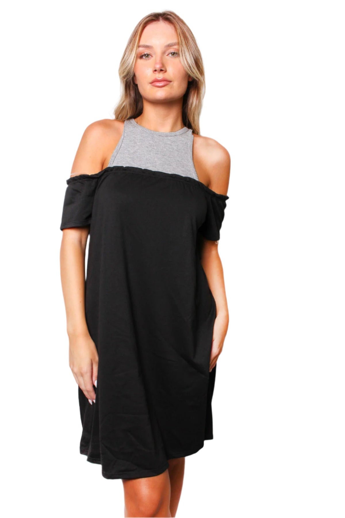 Women's Off The Shoulder Round Neck Mini Dress