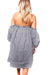 Women's Off The Shoulder Checkered Mini Dress