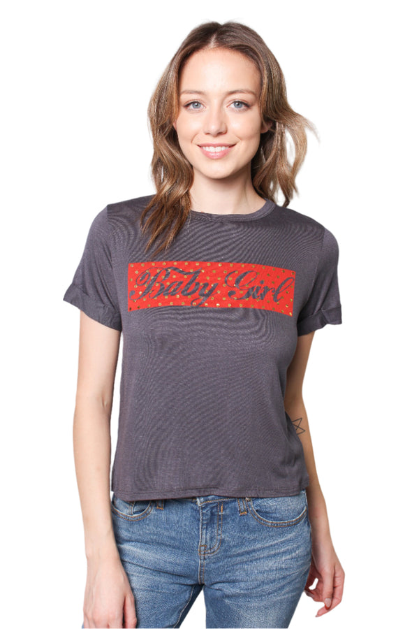 Women's Crew Neck Short Sleeve Printed Shirt