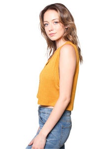 Women's Ribbed Button Front Sweater Vest Cropped Top