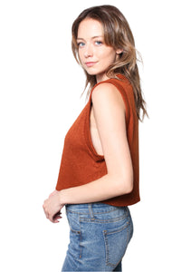 Women's Ribbed Button Front Sweater Vest Cropped Top