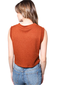 Women's Ribbed Button Front Sweater Vest Cropped Top