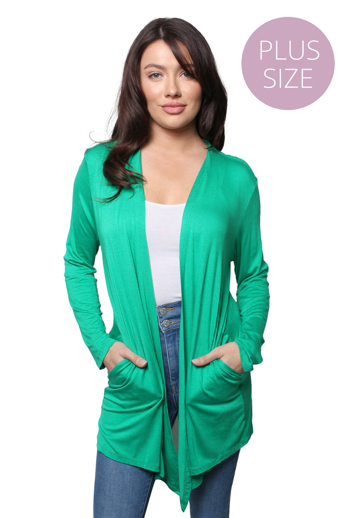 Women’s Plus Long Sleeve Side Pocket Knitted Cardigan