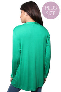 Women’s Plus Long Sleeve Side Pocket Knitted Cardigan