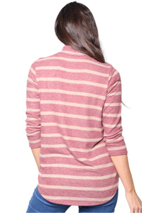 Women's Fuzzy Long Sleeves Stripe Pullover Sweater