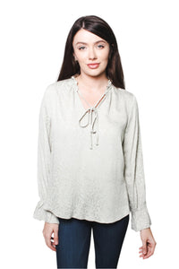 Women's Novelty Weave Ruffle Sleeves Tie Front Top