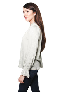 Women's Novelty Weave Ruffle Sleeves Tie Front Top