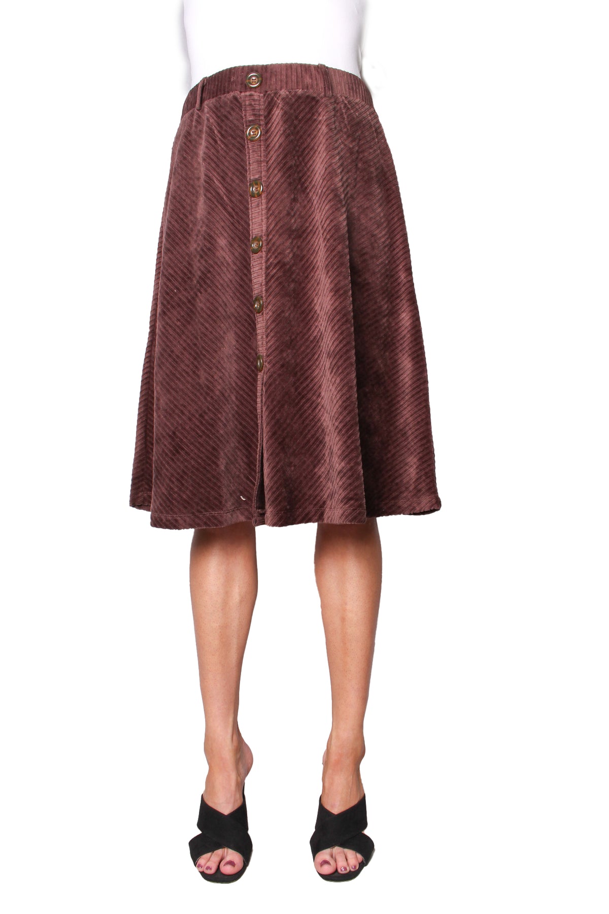 Women’s Corduroy High Waisted Button Down Skirt
