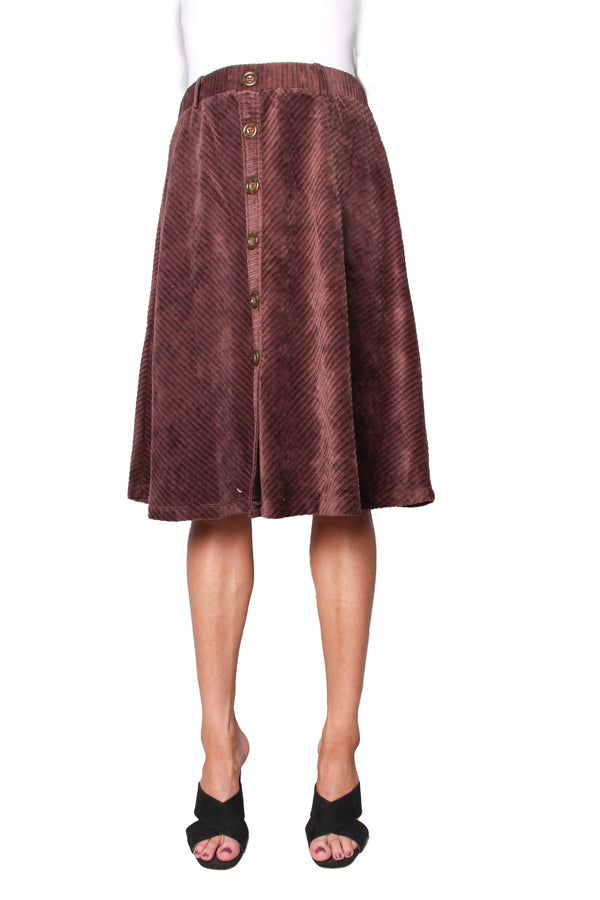 Women’s Corduroy High Waisted Button Down Skirt