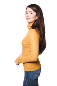 Women's Ribbed Brushed Hacci Cowl Turtleneck Long Sleeve Top